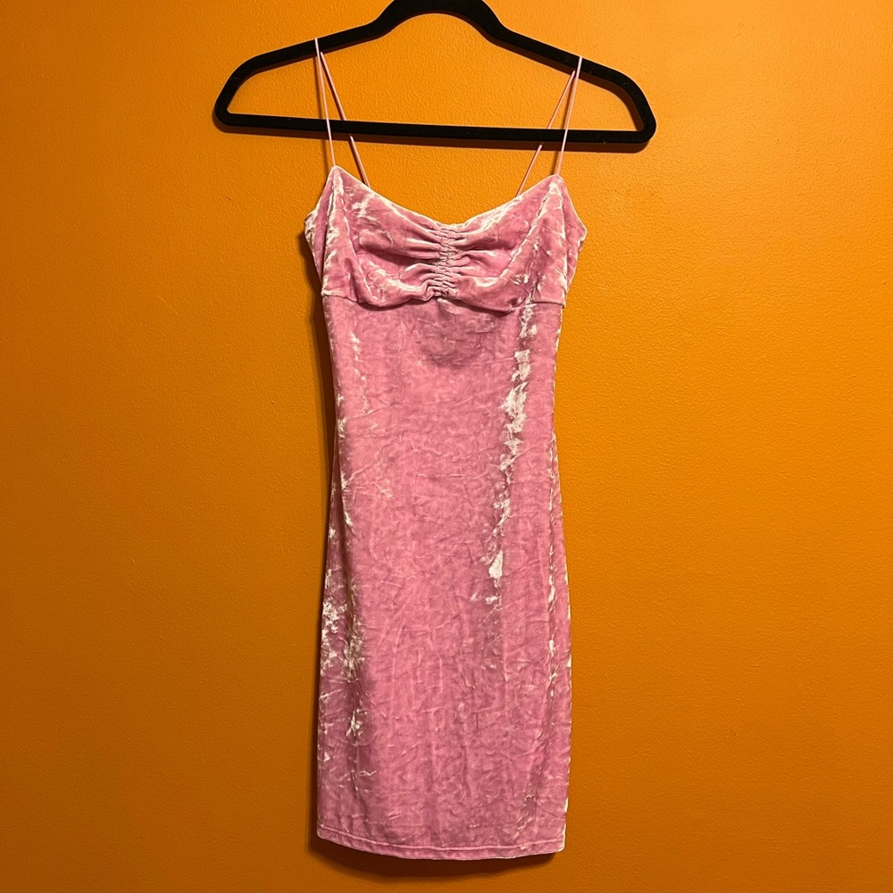 Urban Outfitters pink suede mini bodycon dress in XS